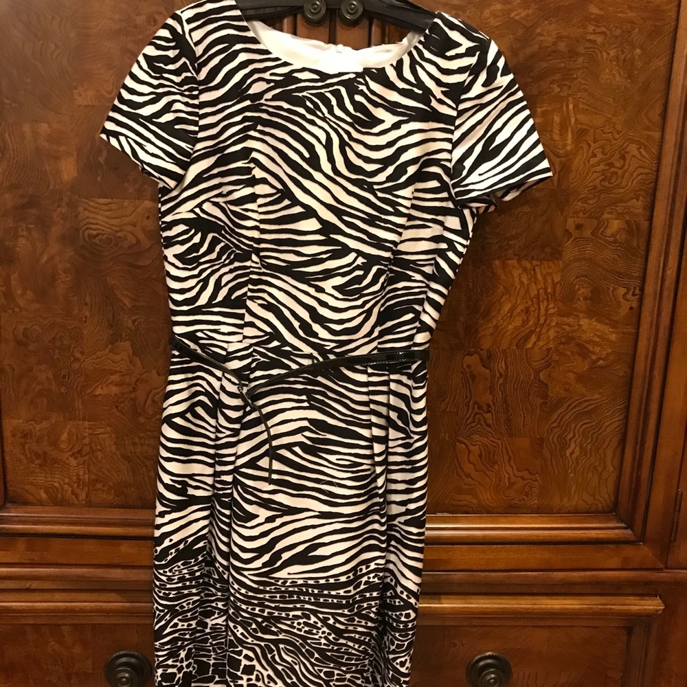 David Meister Black & white Zebra print dress